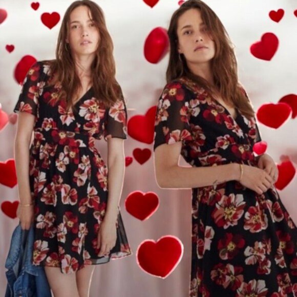 Madewell Tulip-Sleeve Mini Dress in French Rose - Picture 1 of 11